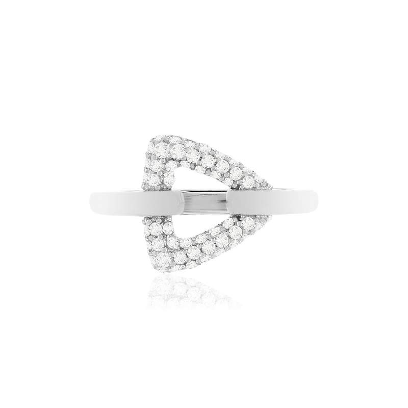 Bague argent 925 zirconias, motif triangle - vue 3