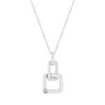 Collier argent 925 zirconias pierre imitation topaze 45 cm, motif carré - vue 1