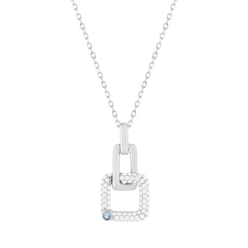 925 zilveren collier, zirkonia's, imitatie topaas steen, 45 cm, vierkant motief