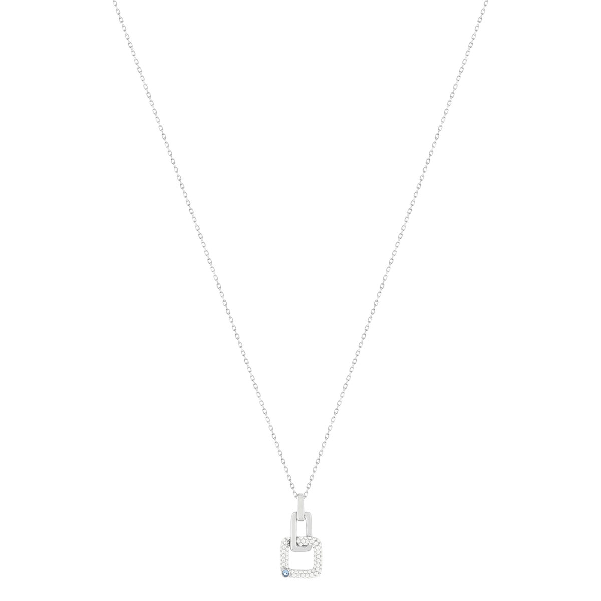 Collier argent 925 zirconias pierre imitation topaze 45 cm, motif carré - vue 2