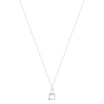 Collier argent 925 zirconias pierre imitation topaze 45 cm, motif carré - vue 2
