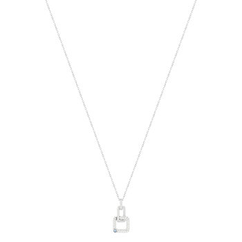 Collier argent 925 zirconias pierre imitation topaze 45 cm, motif carré