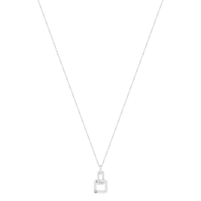 Collier argent 925 zirconias pierre imitation topaze 45 cm, motif carré - vue 2