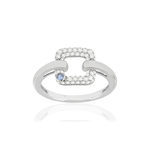 Bague argent 925 zirconias pierre imitation motif carré - vue 1