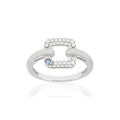 Bague argent 925 zirconias pierre imitation motif carré