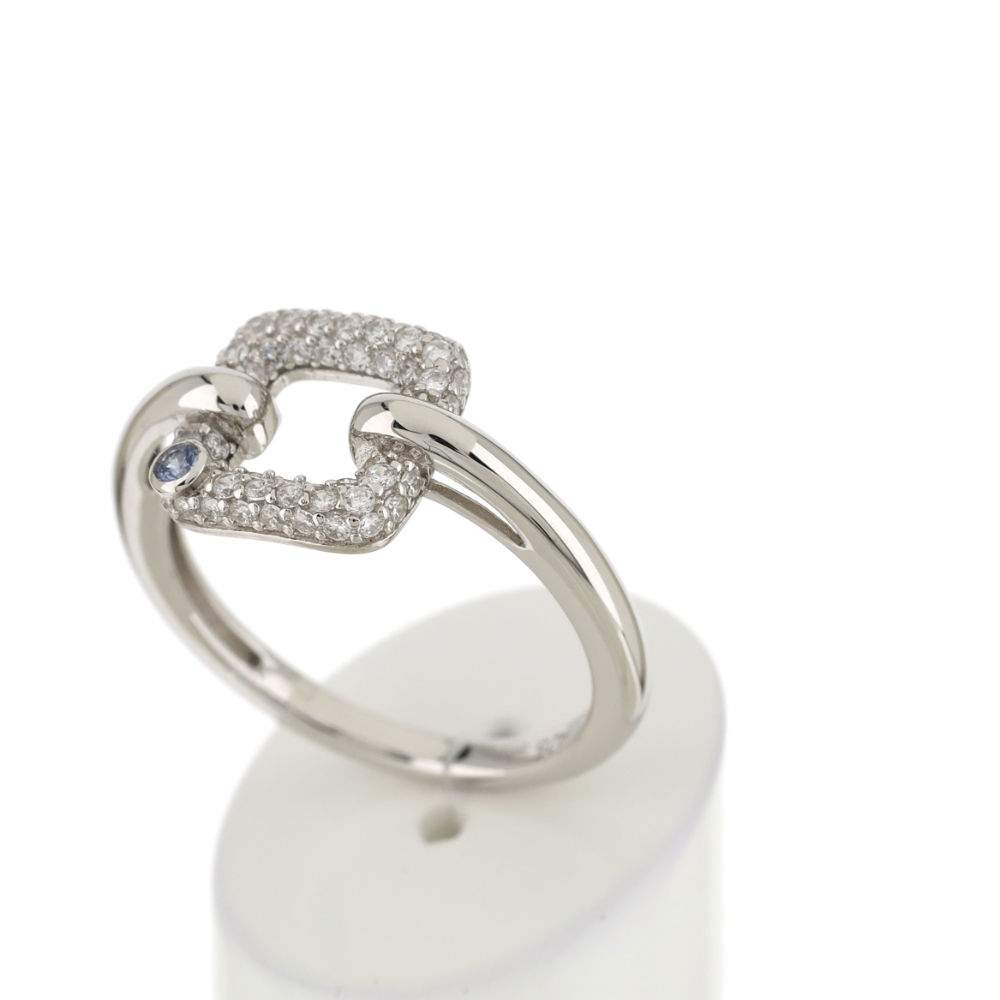 Bague argent 925 zirconias pierre imitation motif carré - vue 3