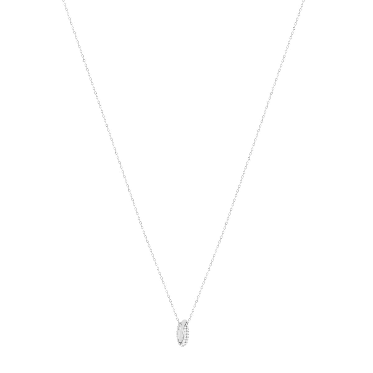 Collier argent 925 zirconias 42 à 45 cm, motif anneaux entrelacés - vue 2
