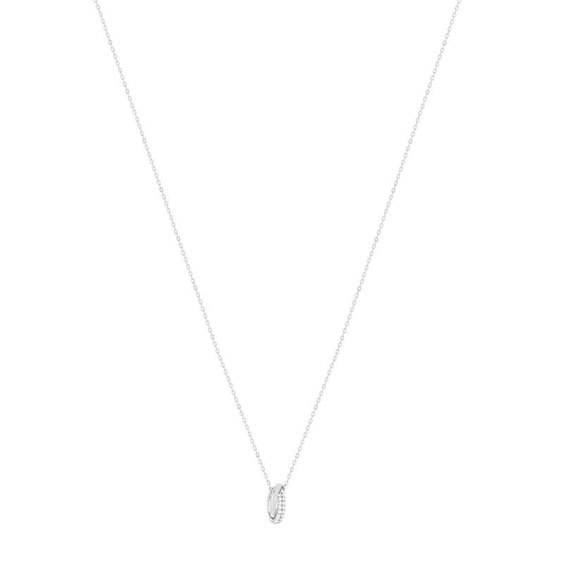 Collier argent 925 zirconias 42 à 45 cm, motif anneaux entrelacés - vue 2