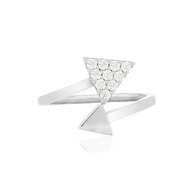 Bague argent 925 zirconias, motif triangle - vue 3
