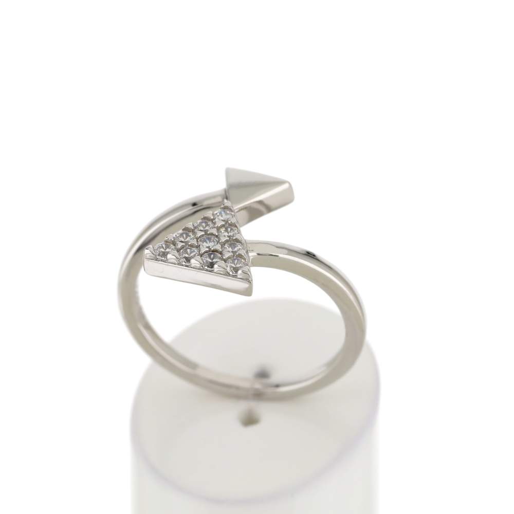 Bague argent 925 zirconias, motif triangle - vue 2