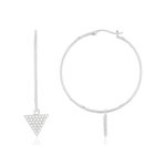 Créoles argent 925 zirconias, motif triangle - vue 1