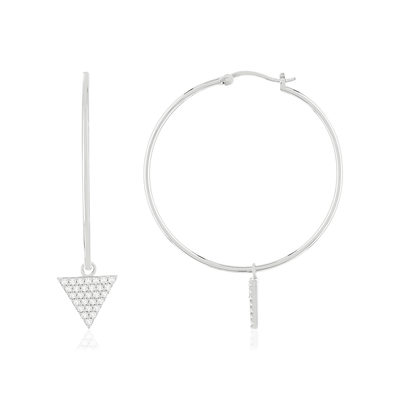 Créoles argent 925 zirconias, motif triangle