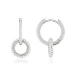 Créoles argent 925 zirconias, motif cercle - vue 1