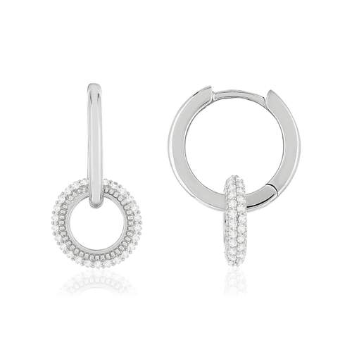 Créoles argent 925 zirconias, motif cercle