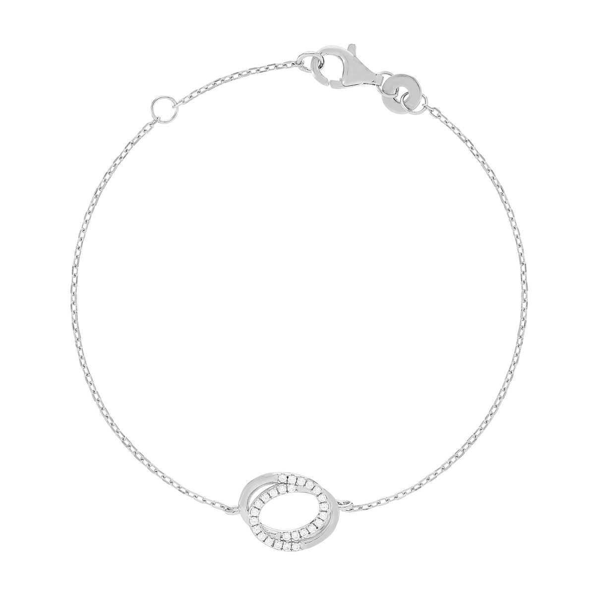 Bracelet argent 925 zirconias 18 cm motif anneaux