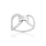 Bague argent zirconias, motif anneaux - vue 1