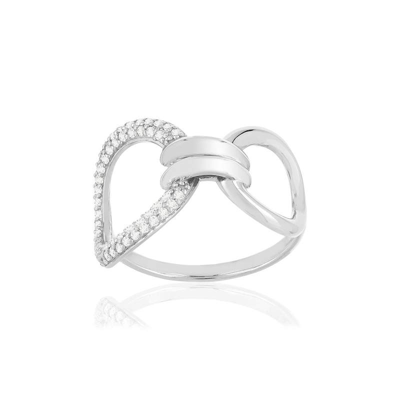Bague argent zirconias, motif anneaux - vue 1