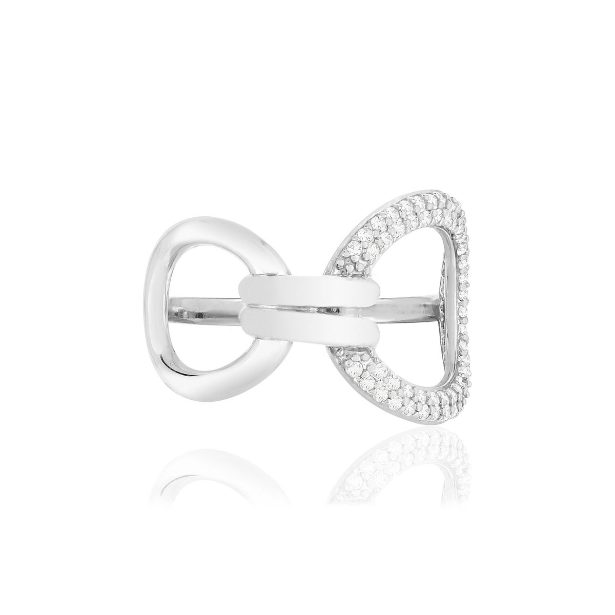 Bague argent zirconias, motif anneaux - vue 3