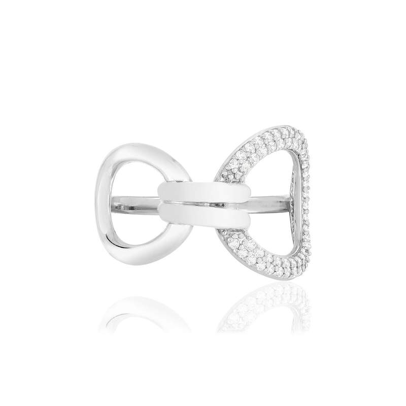 Bague argent zirconias, motif anneaux - vue 3