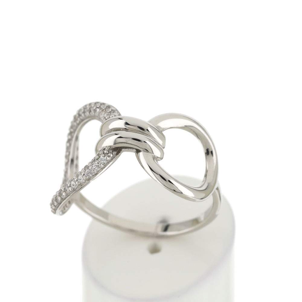 Bague argent zirconias, motif anneaux - vue 2