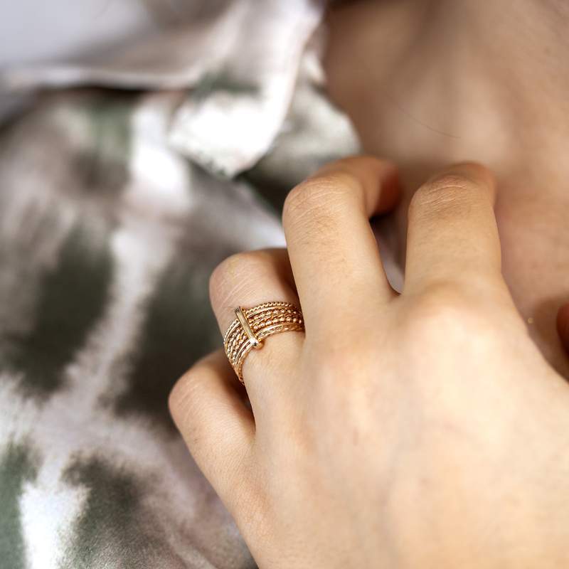 Bague semainier plaqué or - vue porté 1