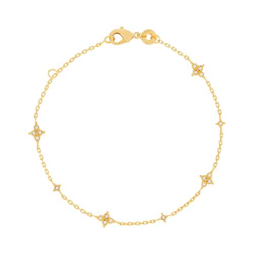 Bracelet plaqué or zirconias 18 cm motif étoile