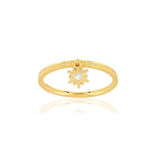 Bague plaqué or zirconias motif soleil
