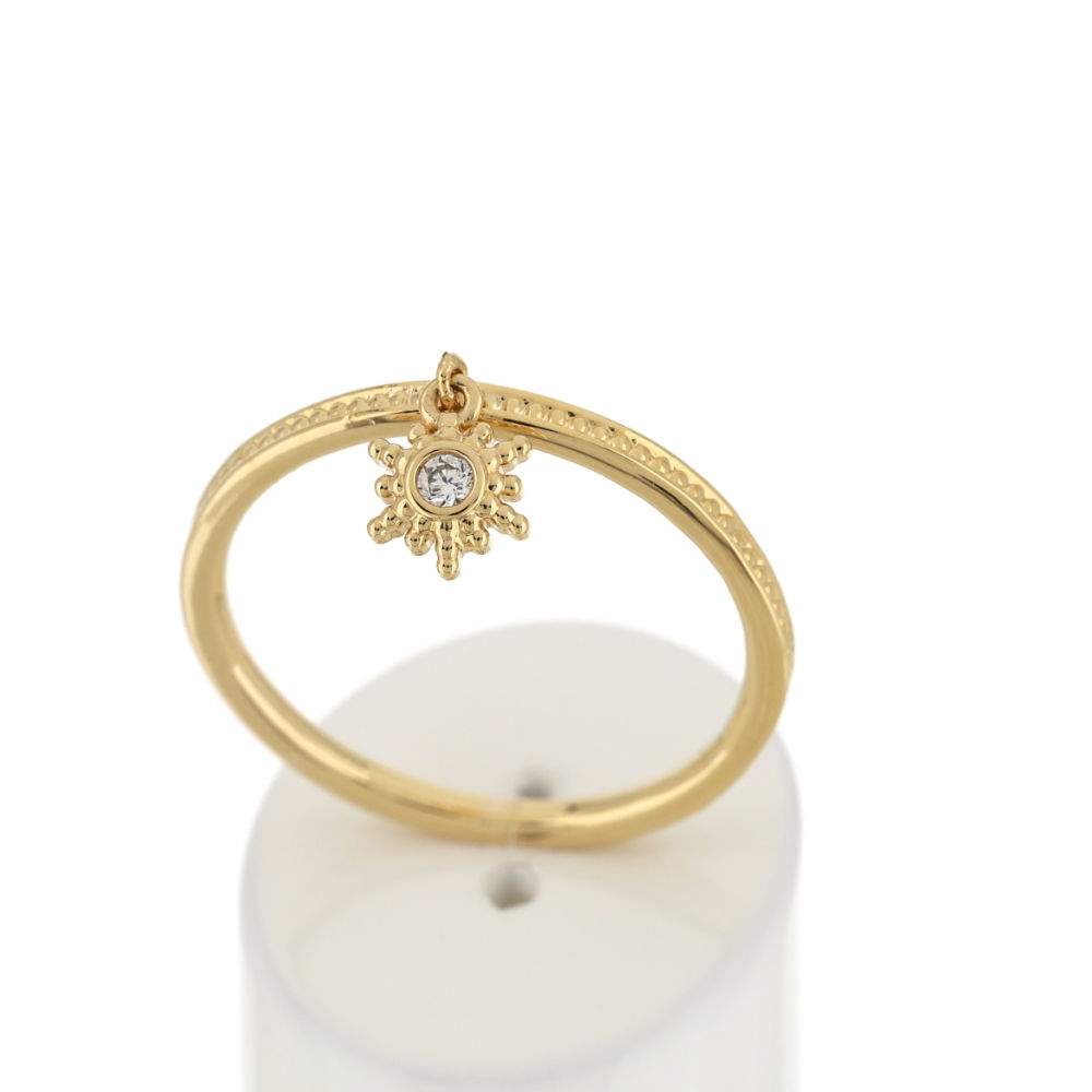 Bague plaqué or zirconias motif soleil - vue 2