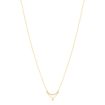 Collier plaqué or zirconias 45 cm motif soleil