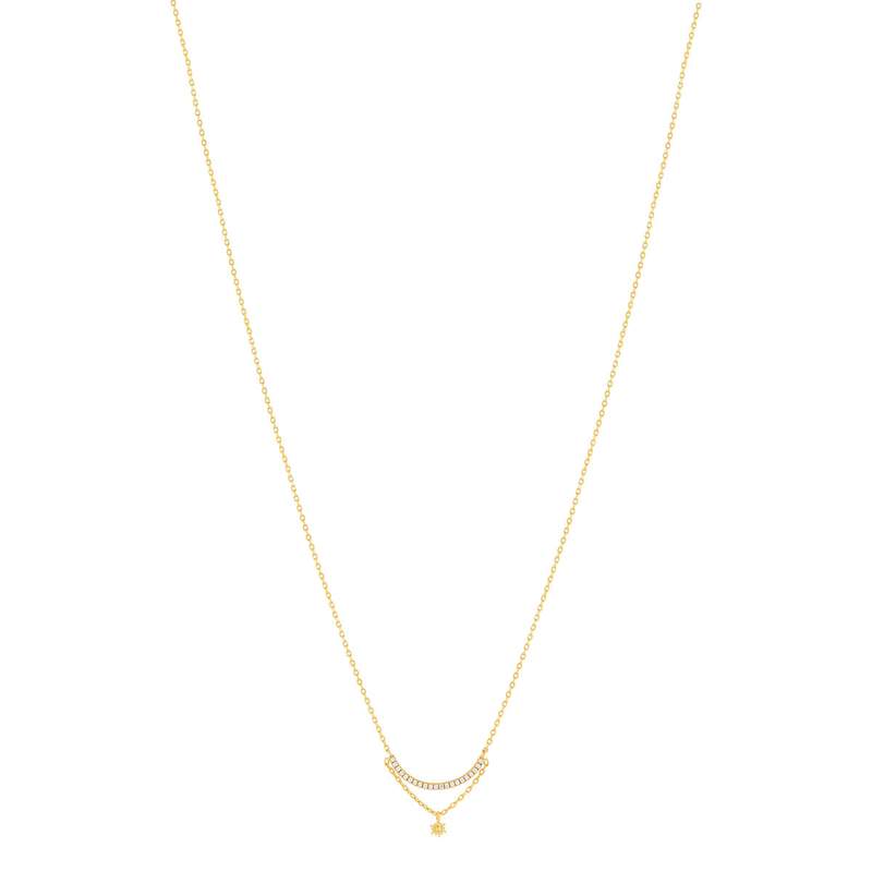 Collier plaqué or zirconias 45 cm motif soleil - vue 2