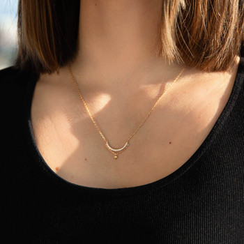 Collier plaqué or zirconias 45 cm motif soleil