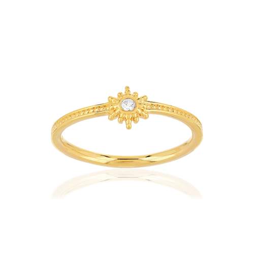 Bague plaqué or zirconia motif soleil