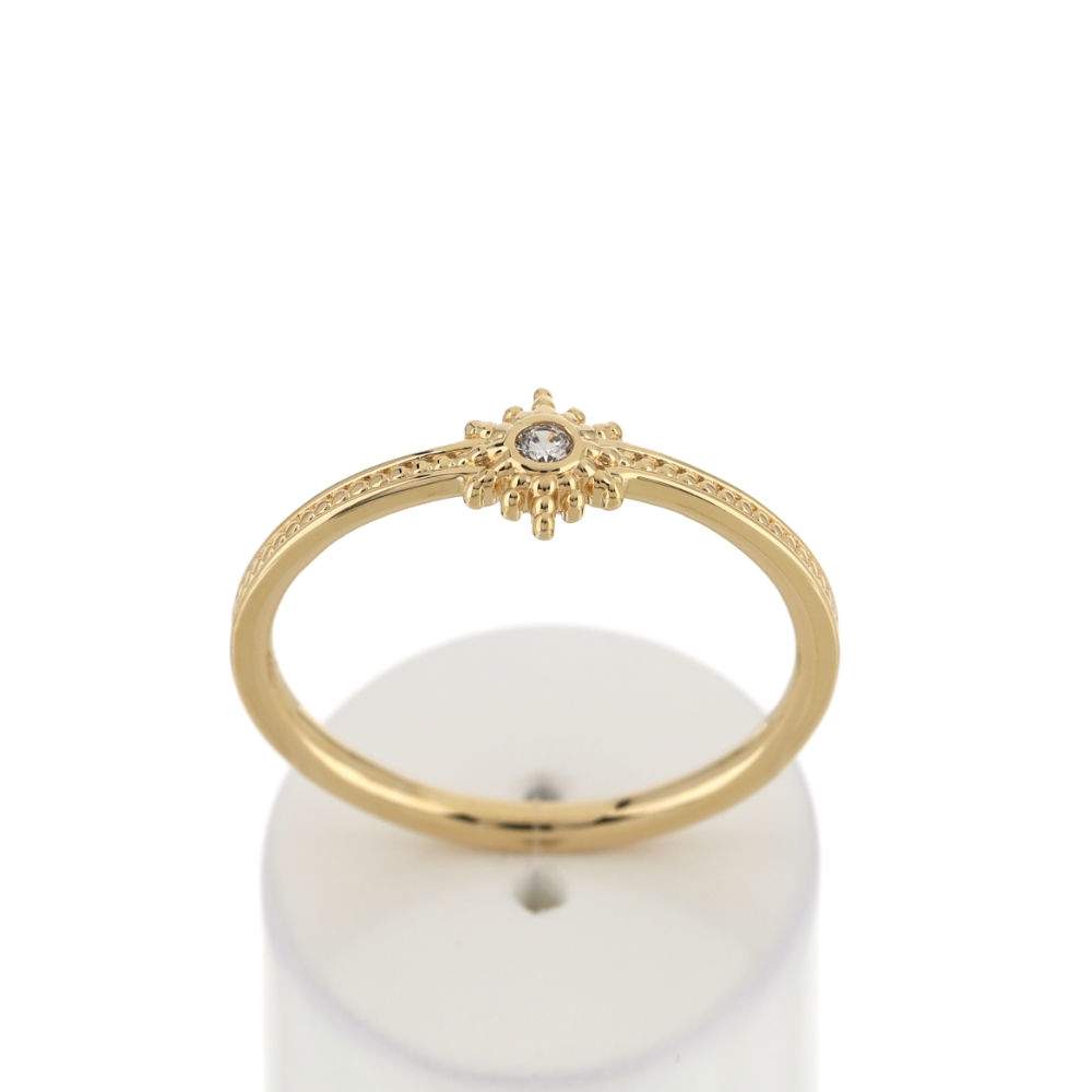 Bague plaqué or zirconia motif soleil - vue 1