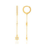 Boucles d'oreilles plaqué or zirconias motif soleil - vue 1