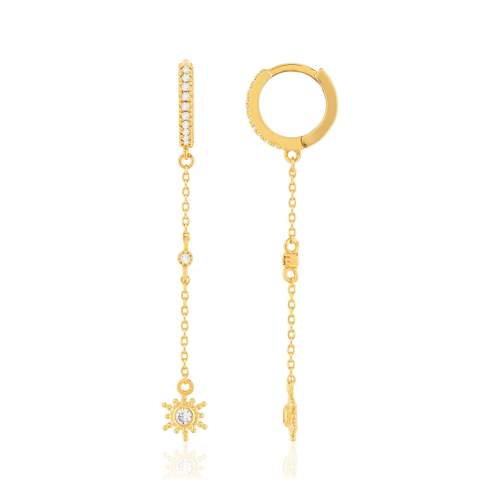 Boucles d'oreilles plaqué or zirconias motif soleil