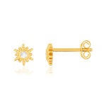 Boucles d'oreilles plaqué or zirconias motif soleil - vue 1