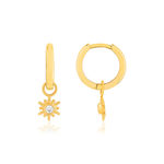Gold-plated hoop earrings with zirconia stones in a sun motif - view 1