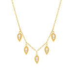 Collier plaqué or zirconias 45 cm motif goutte - vue 1