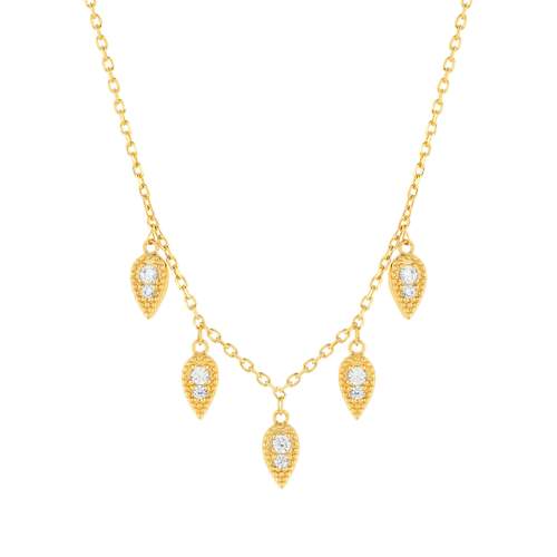 Collier plaqué or zirconias 45 cm motif goutte