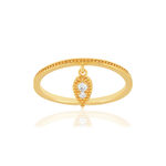 Bague plaqué or zirconias motif goutte - vue 1