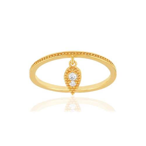 Gold-plated zirconia ring with drop motif