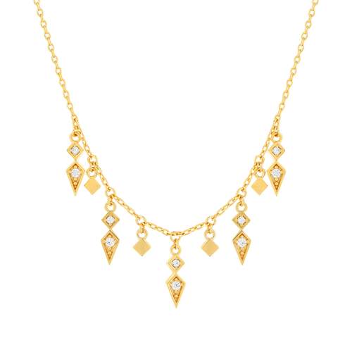 Collier plaqué or zirconias 45 cm