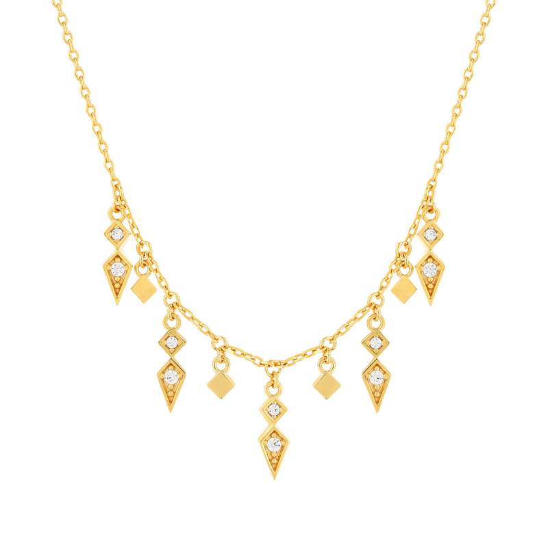 Collier plaqué or zirconias 45 cm - vue 1