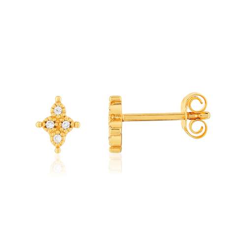 Boucles d'oreilles plaqué or zirconias motif étoile