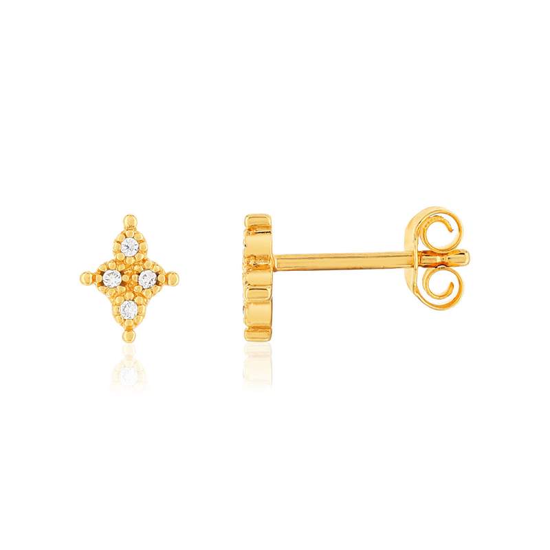 Boucles d'oreilles plaqué or zirconias motif étoile - vue 1