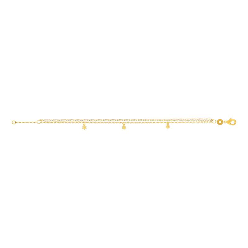 Bracelet plaqué or zirconias 18 cm motif soleil - vue 2