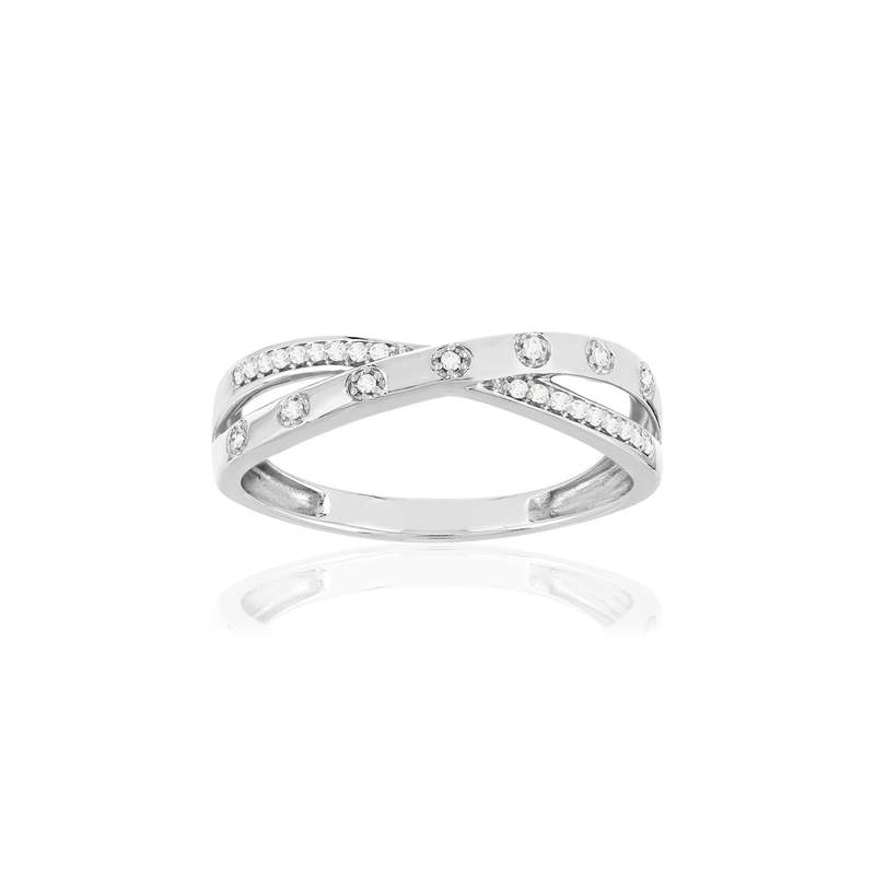 Bague or blanc 375 diamants - vue 1