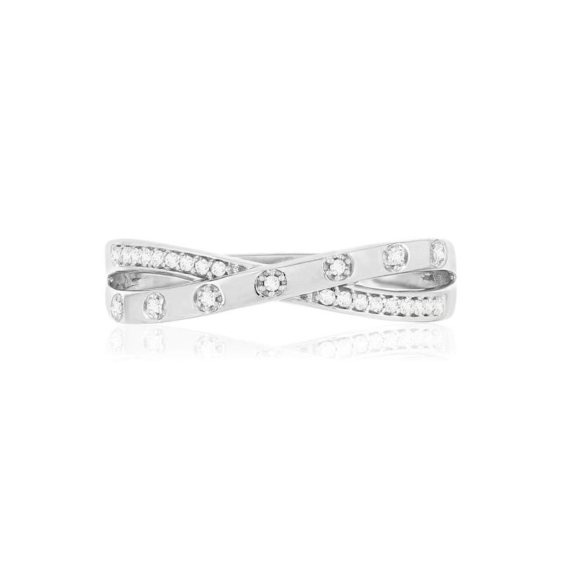Bague or blanc 375 diamants - vue 3