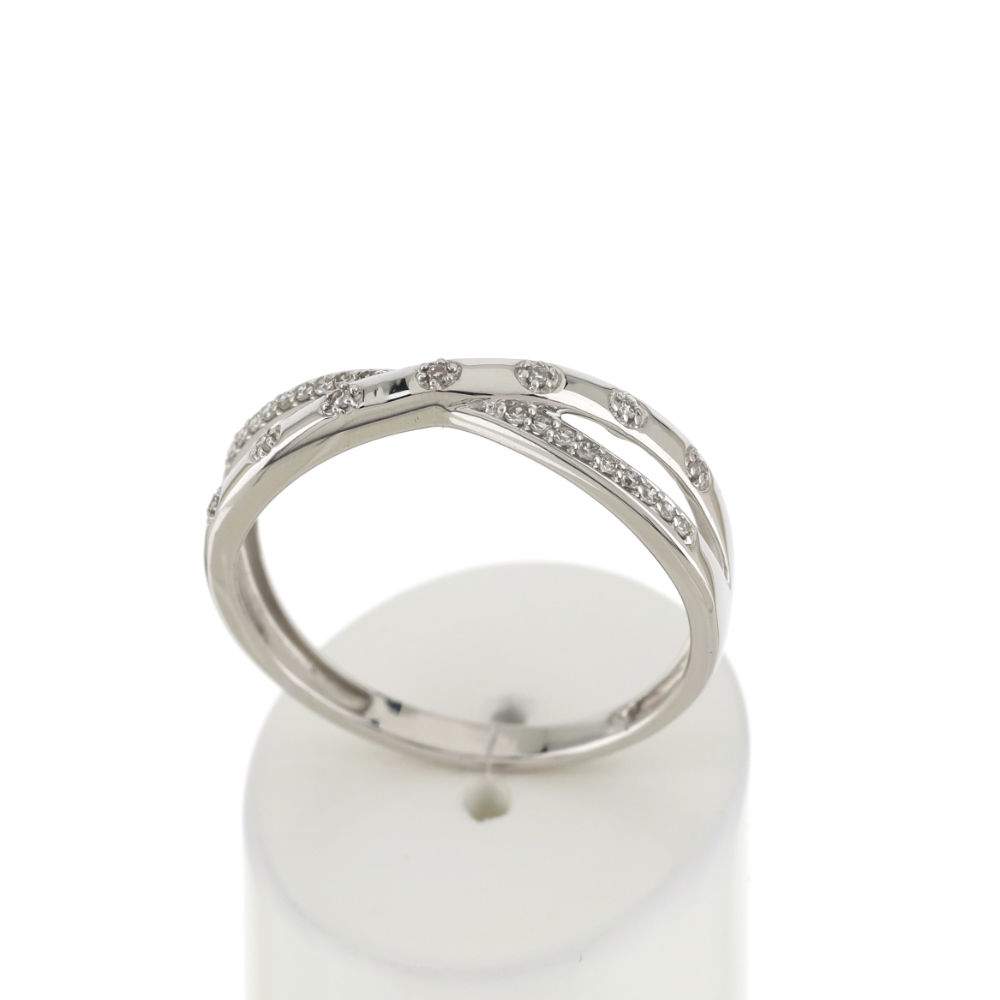 Bague or blanc 375 diamants - vue 2