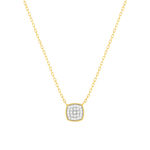 Collier or 375 2 tons diamants 42 cm motif carré - vue 1